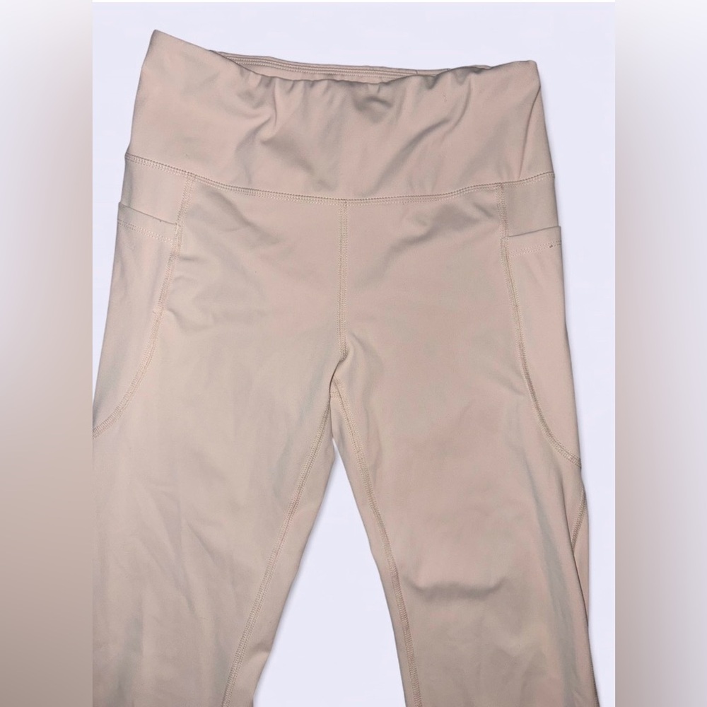 Beige High-Waisted Flare Yoga Pants w/ Pockets | Women’s Size Small - Picture 4 of 9